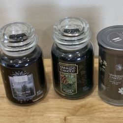 NEW 3 Yankee Candle Christmas Candles Large Size Brand New Unused $35