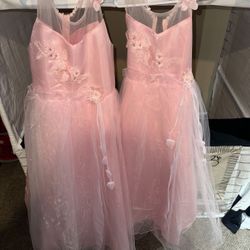 Flower Girls Wedding Guest Kids Pink Dress Sz 8 & 10 