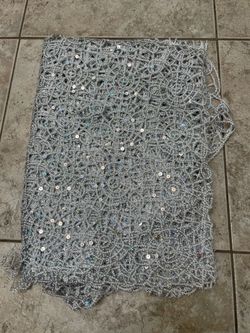 Beautiful silver sequin lace cord fabric
