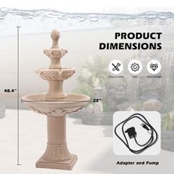 48” Tall 3 Tier Water Feature/Fountain 