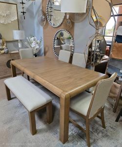 Manager's Special....6 pc Modern Dining Table Set Bench Included!