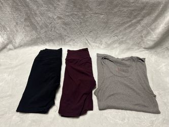 Women’s 2 black red soft stretch high waisted biker shorts gray tank top small