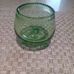 Antique Vaseline Glass Footed Bowl 