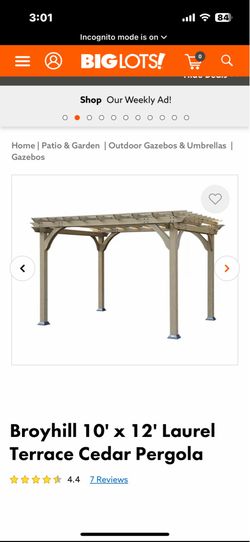 Brand New In the Box 10' × 12' Terrace Cedar Pergola