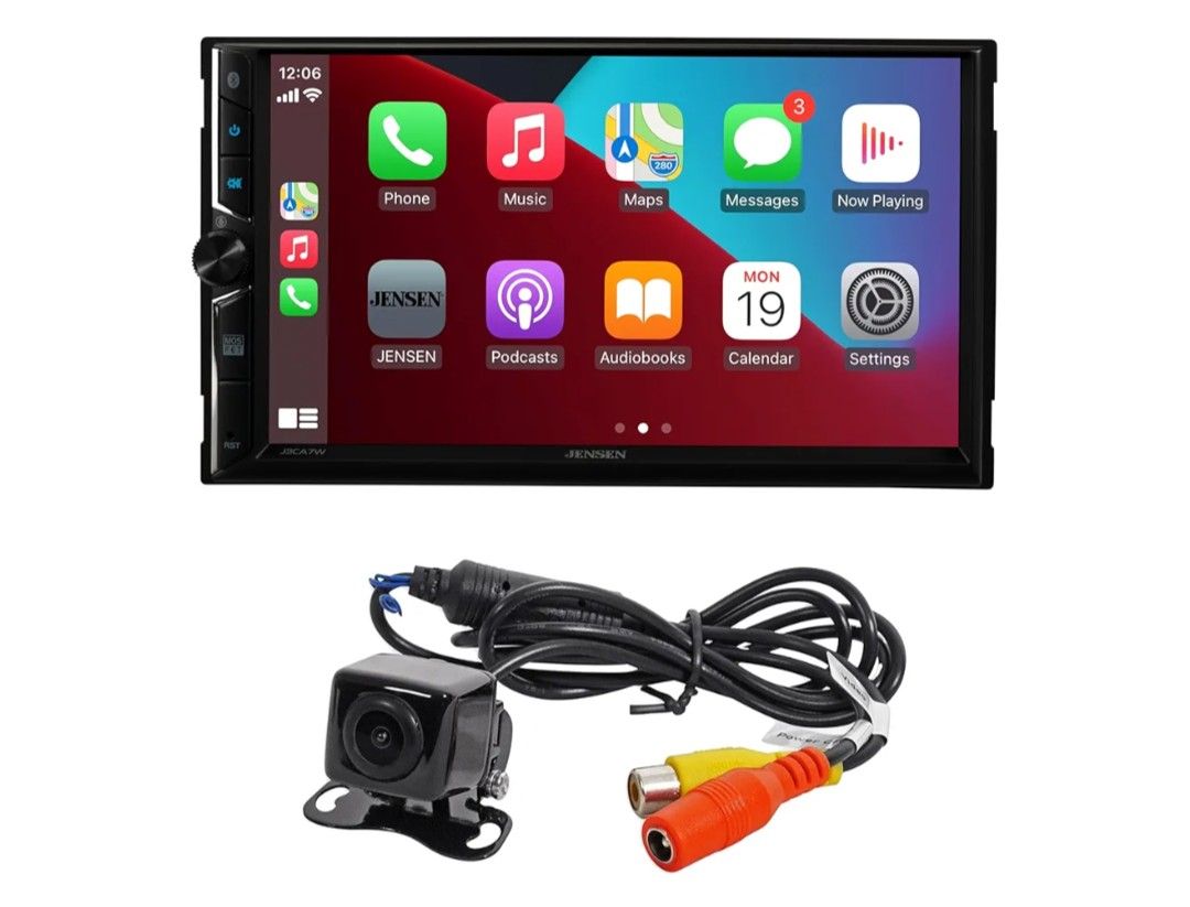 JENSEN J3CA7W-BUC 7-inch Certified Apple CarPlay Android Auto Wired or Wireless | Double DIN Touchscreen Car Stereo Radio | Bluetooth | Backup Camera
