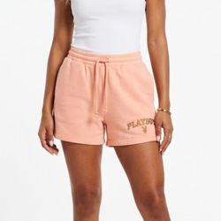 Playboy Pink Fleece Lounge Shorts High Rise Y2K Bunny Logo Size L 