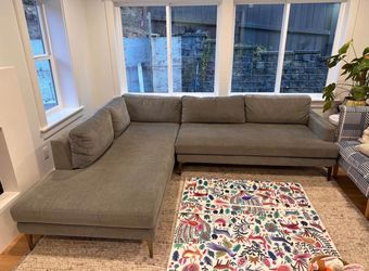 West Elm Andes 2-Piece Bumper Chaise Sectional – Mineral Grey Velvet