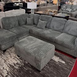 Sectional,gray Sectional,ottoman,