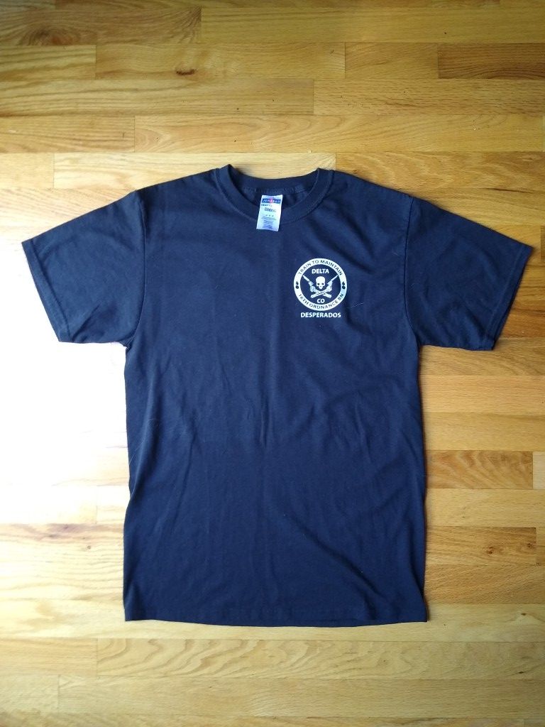 Vintage Black Graphic Delta CO. 16th Ordnance Desperados T-Shirt Size Adult Medium