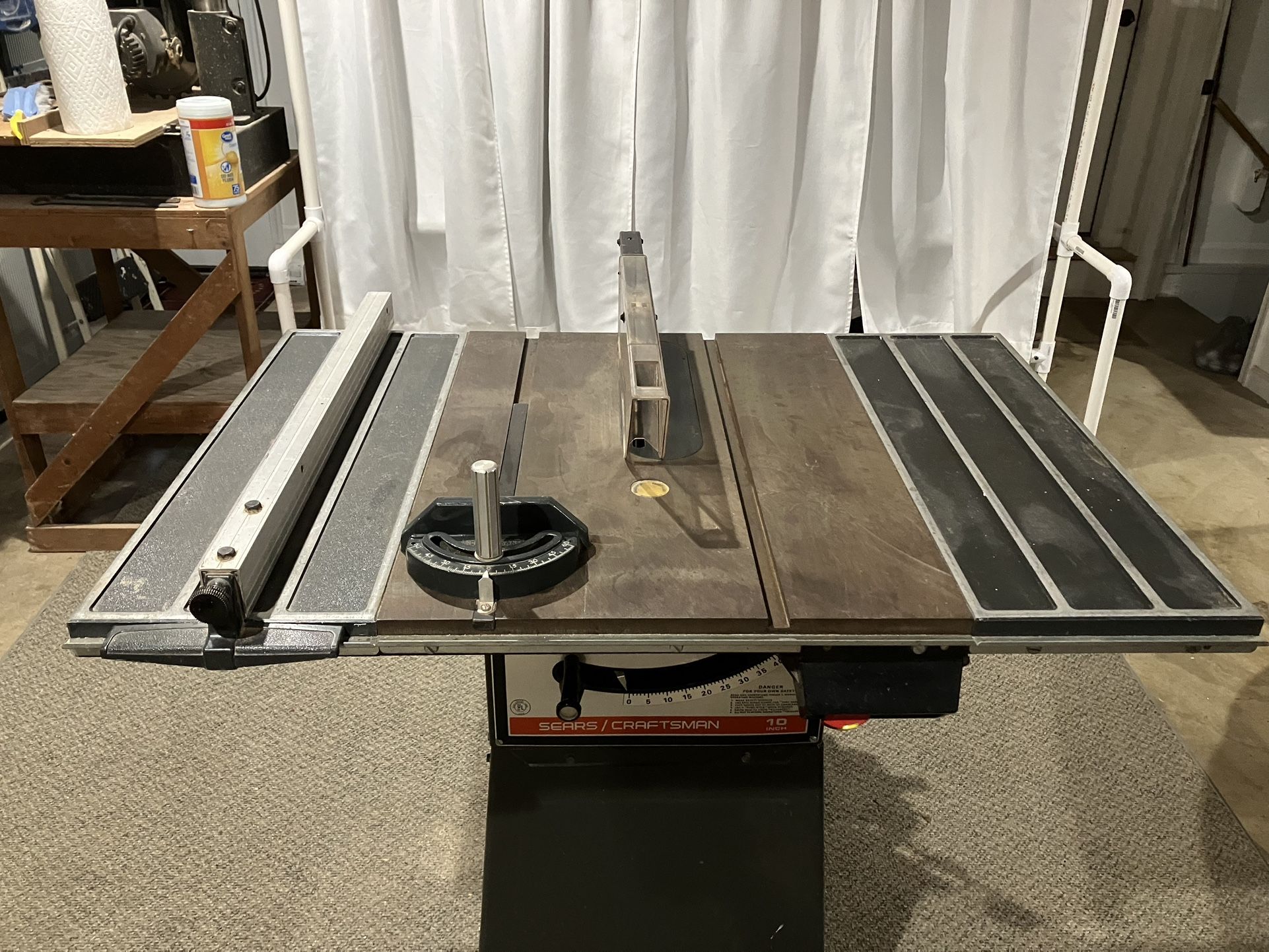 Vintage Sears 10” Model 113.12171 Table Saw With Steel Table Extensions And Deluxe Stand