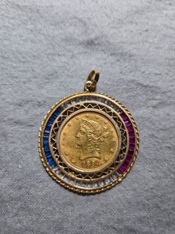 Gold coin pendant ten dollar gold liberty eagle