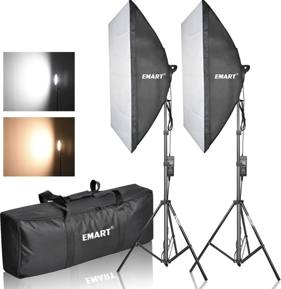 EMART Photography Softbox Lighting Kit, Photo Equipment Studio Softbox 20" x 27", 45W Dimmable LED with Double Color Temperature for Portrait Video an