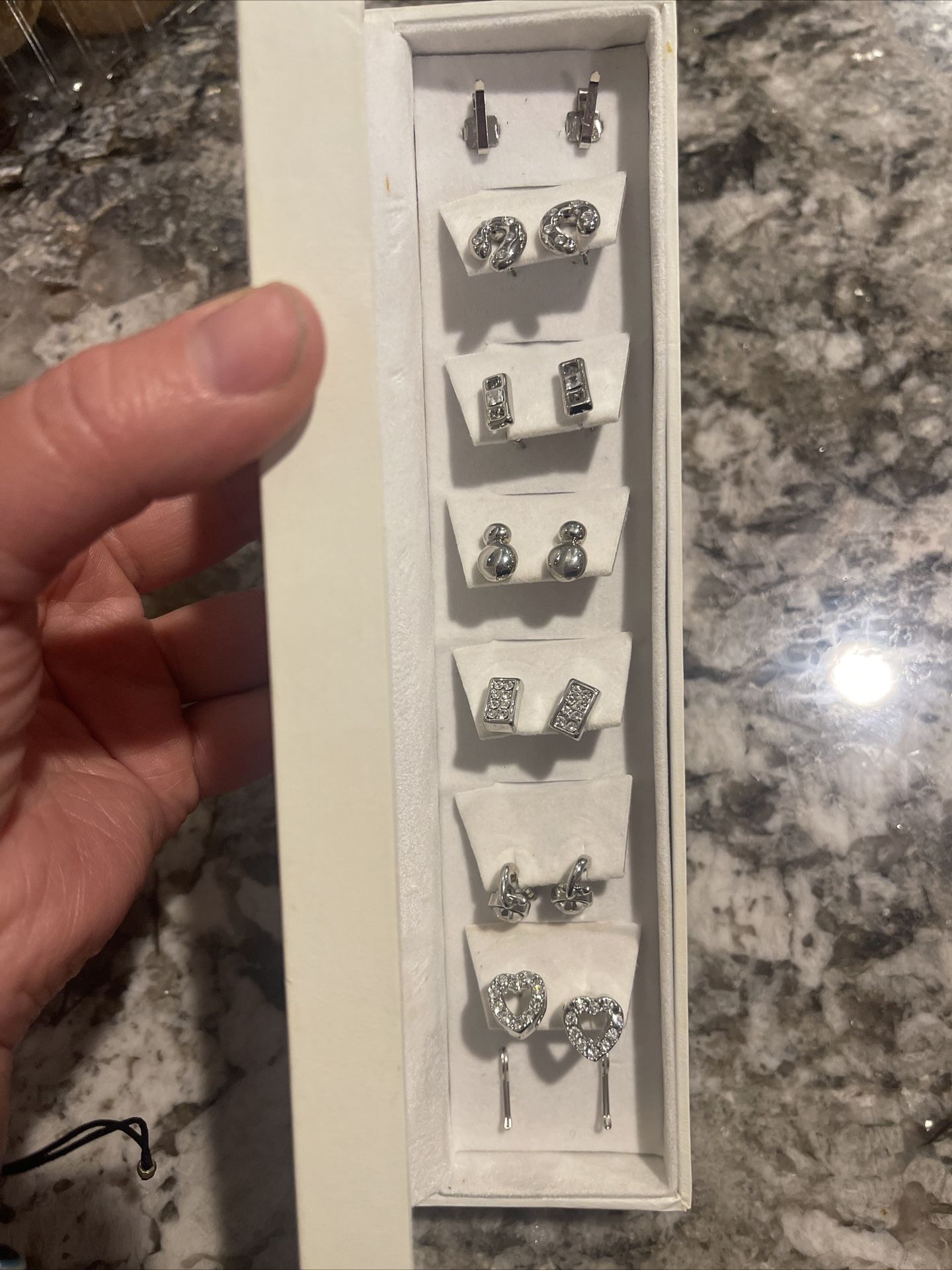 Pierre Cardin Jewelry Box with 6 Pair of Earrings & 2 Necklace Charms