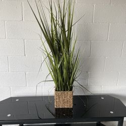 Tall Faux Grass Plant in Woven Basket Planter