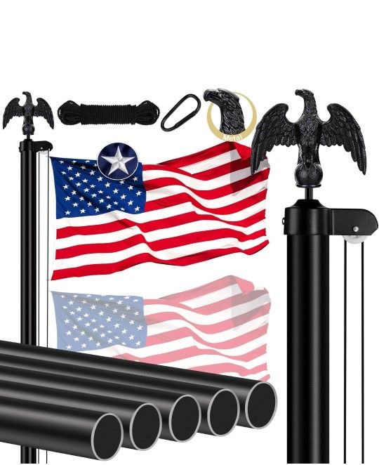 Heavy Duty Flag Pole Kit for Outside, 20 FT