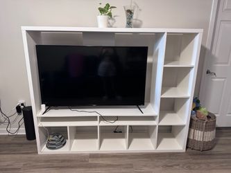 White TV stand w shelves