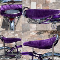 20 Inch Purple Sparkle Lowrider Krate Bicycle Banana Seat - Free Grips Included! - View #2