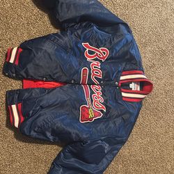 Vintage 80s Starter Authentic Diamond Collection Atlanta Braves Jacket Size L
