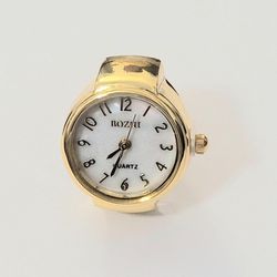 Gold Quartz Women's Men's Unisex Ring Watch Free Size Gift