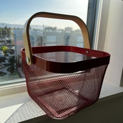 Red metal basket