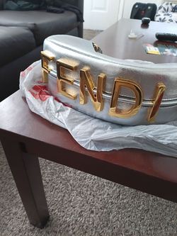 Fendi Silver Leather Fendigraphy Handbag