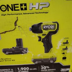 Ryobi H P Hex Impact Kit With Two Batteries And Charger With Bag