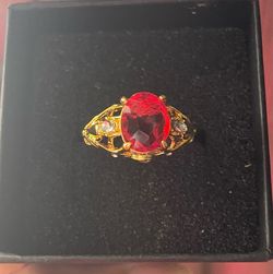 Light ruby ring synthetic  zicorn ring