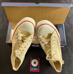 Vtg 90s Converse Chuck Taylor Low top white Canvas Made in USA Men's Size 9 1/2