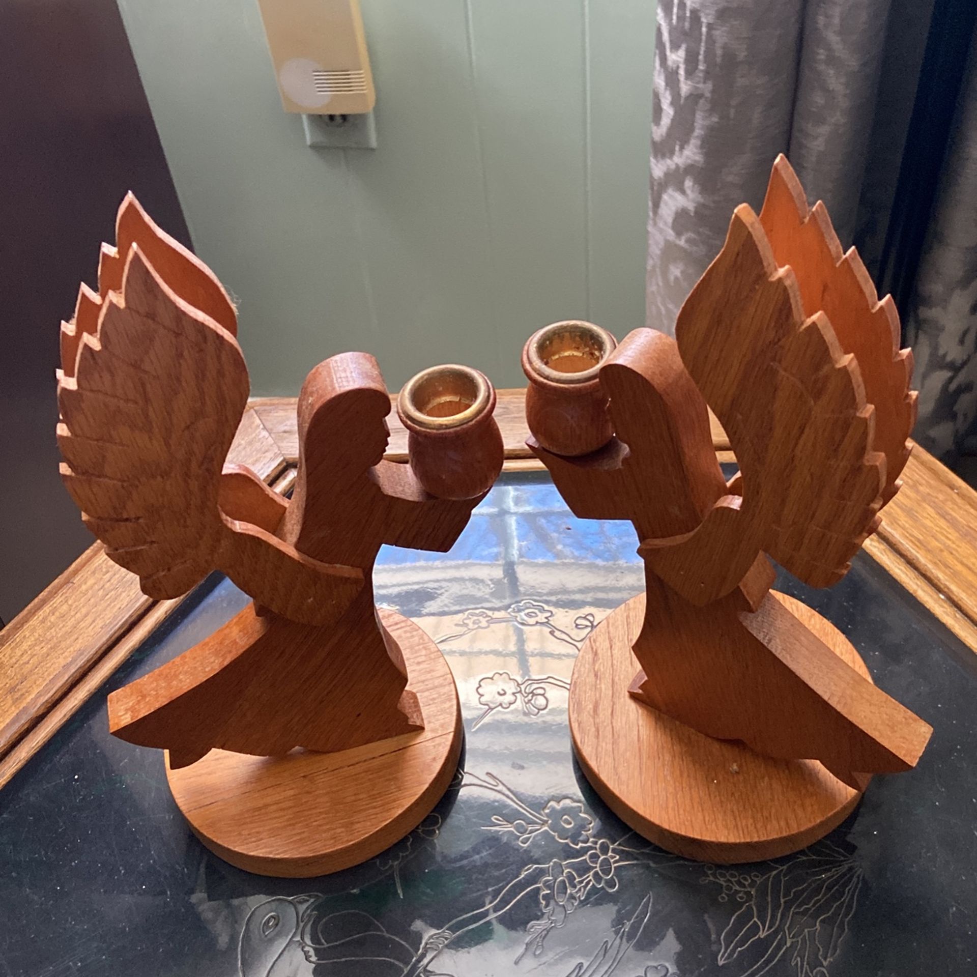 Candleholders Angel Wood  candleholders angel