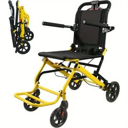 Foldable Wheelchair with 220 lbs Capacity, 1-Second Quick Fold, Dual Brakes & Breathable Seat - Ideal for Travel, Recovery & Daily Use
