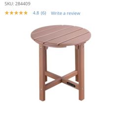 Brown Round Outdoor Side Table, Premium Square Adirondack Coffee End Table for Patio, Weather Resistant, Easy to Assemble