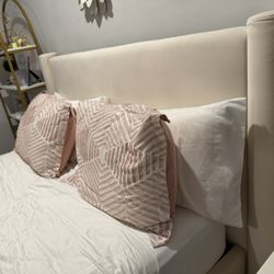 Queen Velvet Bed / With Headboard And Footboard