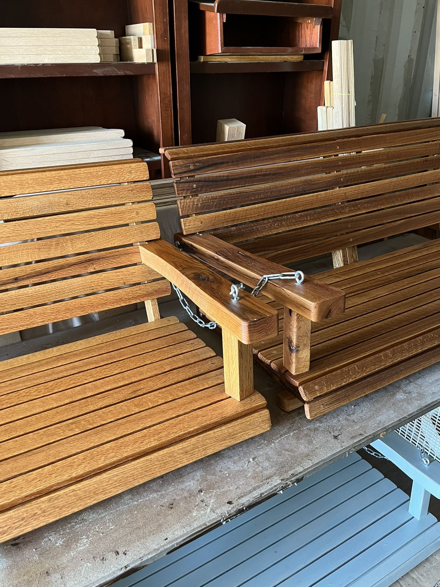 WALNUT PORCH SWING (On Right) 47”Wide $380