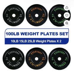 100 LBS Weight Plate Set Black 