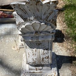 Corbels. Whitewashed. Wood