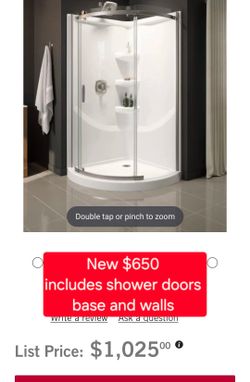 ✨️ Delta 38 in. W x 72 in. H Round Sliding Frameless Corner Shower Enclosure in Stainless with Clear Glass #8984