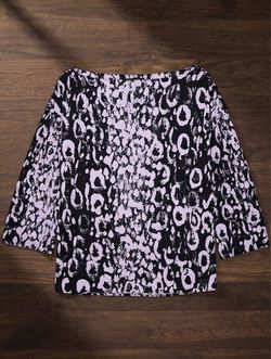 Jennifer Lopez Purple & Black Animal Print Boat Neck Top