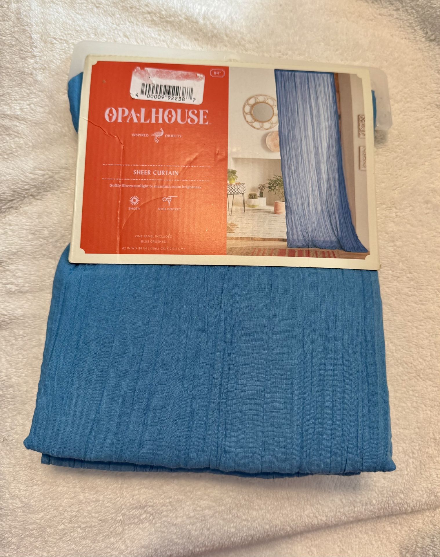 Opalhouse 42"x84” Light Filtering Crushed Blue Sheer Curtain Panel