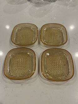 Carnival Opalescent Vintage Amber/Orange Hobnail Plates