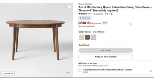 Threshold Astrid Mid-Century Round Extendable Dining Table
