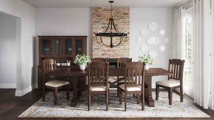 Bakersfield Brown/Cream Dining Table w/ 6 Chairs