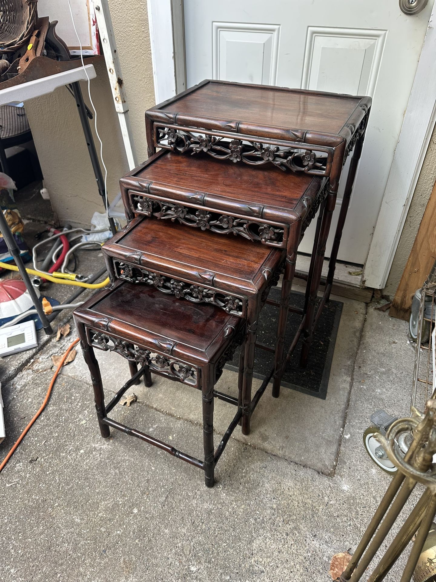 Set of 4 Chinese Rosewood Nesting Tables Republic Period 1920s