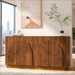 Wood Sideboard Buffet Cabinet with Arched Doors