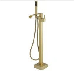BWE
Single-Handle Floor Mount Freestanding Bathtub Faucet Waterfall Tub Filler with Handheld Shower in Brushed Gold