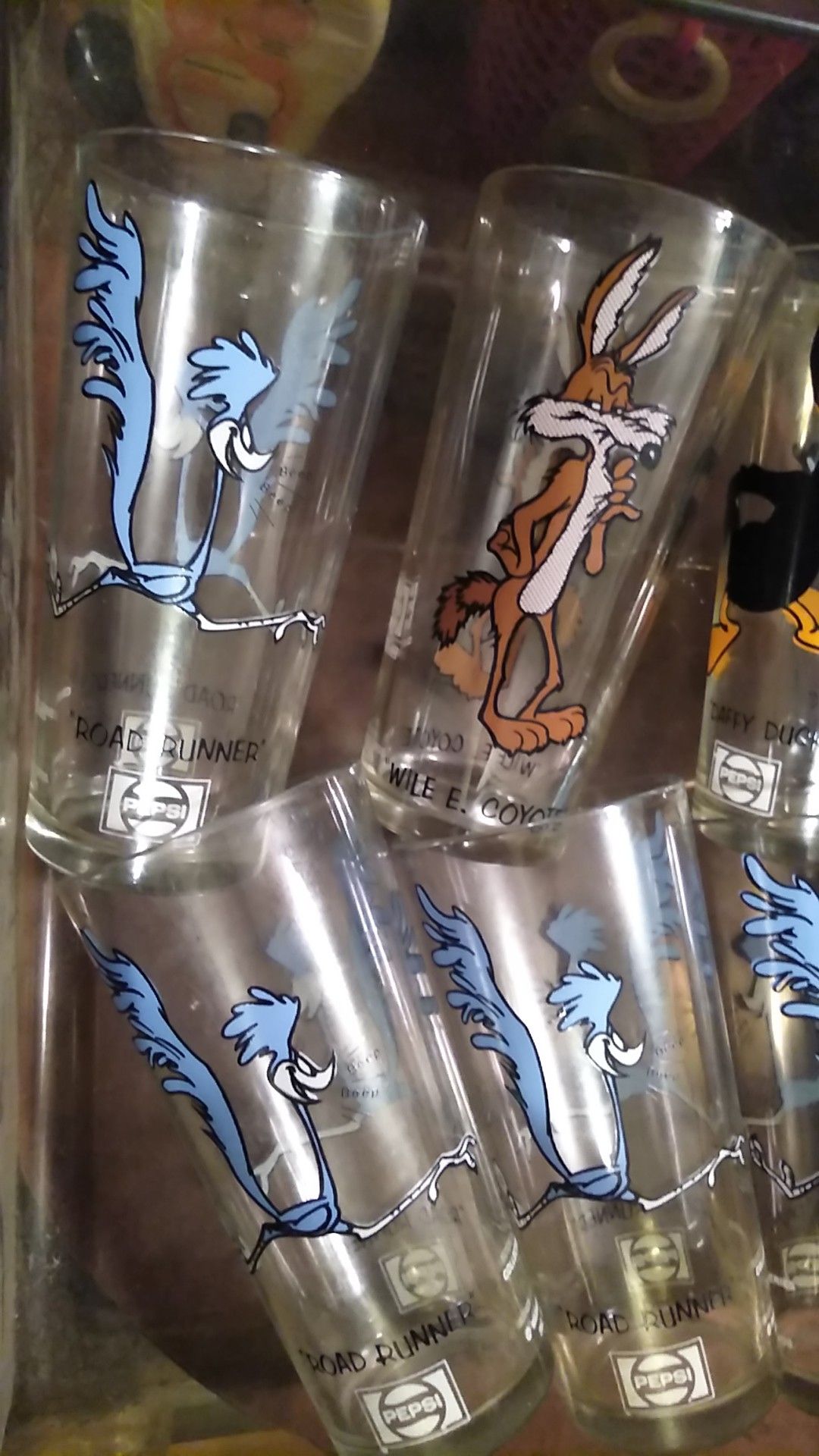 Six Warner Brothers 16 oz. collector Pepsi glasses