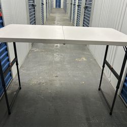 4’ Plastic Folding Table With Adjustable Height