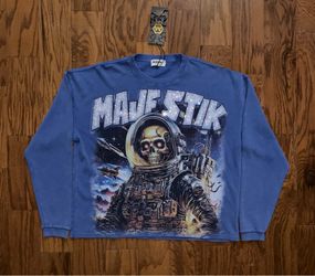 Majestik Blue Long Sleeve Graphic Shirt