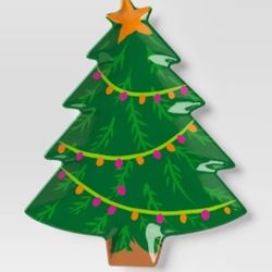 Christmas Melamine Figural Tree Appetizer Plate Green - Wondershop™