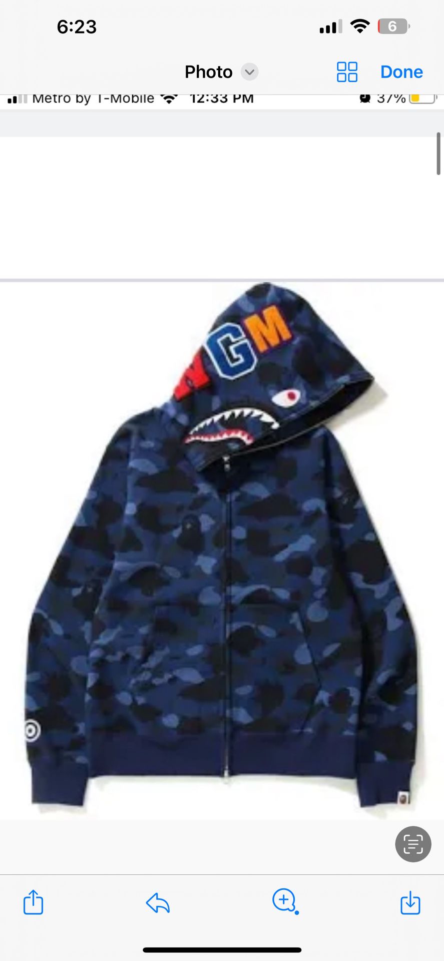 BAPE Color Camo Shark Full Zip Hoodie 'Navy