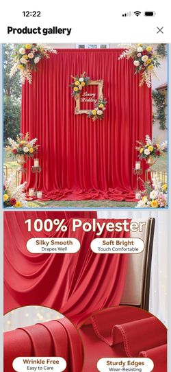 5x10 Wrinkle Free Red Backdrop Curtain for Wedding Parties,2 Panels 5×12ft Long Soft Silky Polyester Backdrop Drapes Red Photo Back Drop Curtains for 